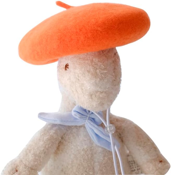 Dog Beret Hats Cats Hats Fashion Four Seasons Funny Wool Winter Pet Hat (Orange)