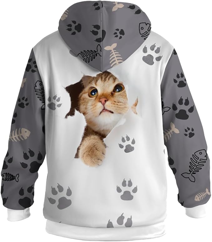Cat Jacket for Men Women Paw Coat Hoodied Sweatshirts Zip Up Hoodies