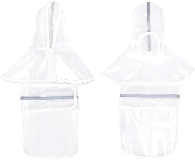 HDE Dog Raincoat Jacket Reflective Adjustable Hooded Pet Poncho Rain Coat with Leash Hole for Small to X-Large Dogs Clear - M