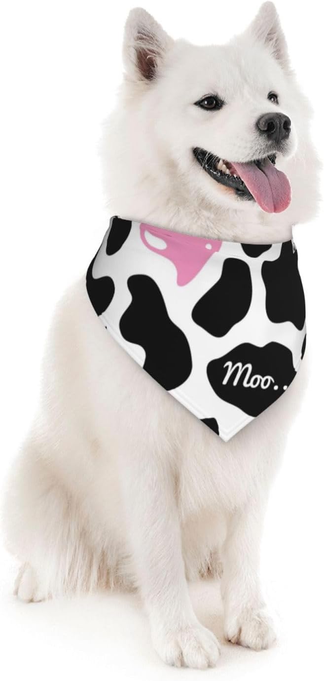 Cow Pink Print Cute Country Rustic Farmhouse Dog Bandana Scarf Triangle Bibs Pet Accessories Cat Kerchief