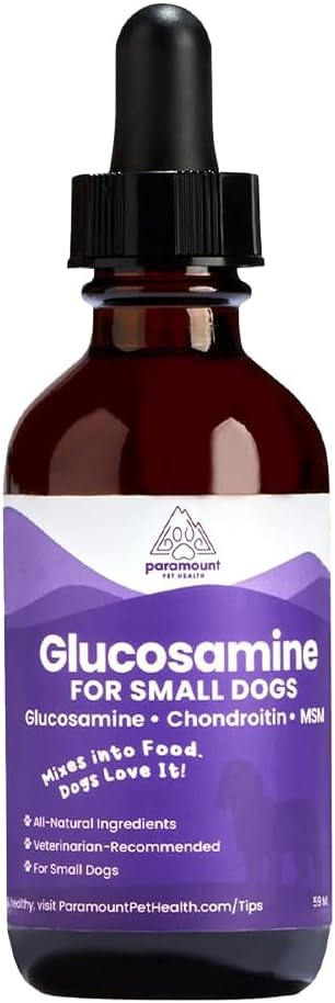 Paramount Pet Health Liquid Glucosamine for Small Dogs, 260mg Glucosamine Liquid for Dogs Joint Supplement for Mobility & Comfort, Easy-to-Use Liquid MSM & Chondroitin, 2 oz