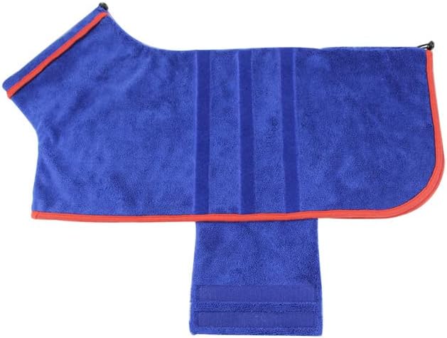 Dog Drying Coat Bathrobe Towel,Microfibre Material Fast Drying Super Absorbent Dog Bath Robe, Pet Quick Drying Moisture Absorbing with Adjustable Collar and Waist