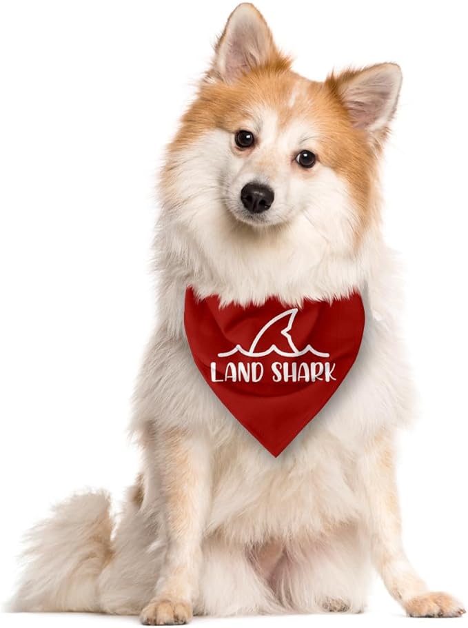 Land Shark Dog Bandana, Heavy Chewer Dog Bandana, Shark Pet Scarf Accessories for Small Medium Dogs Cats Photo Prop, Funny Cute Red Dogs Triangle Scarf