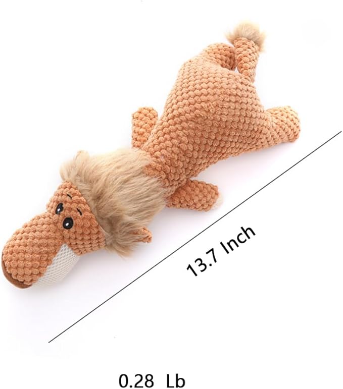 Dog Plush Toy Soft Chew Toy for Dog Cute Durable Dog Toy Stuffed Animal Dog Plush Toy Puppy Pet Mutt Toy Plush Dog Chew Toy Suitable for Large, Medium and Small Dogs Orange Lion