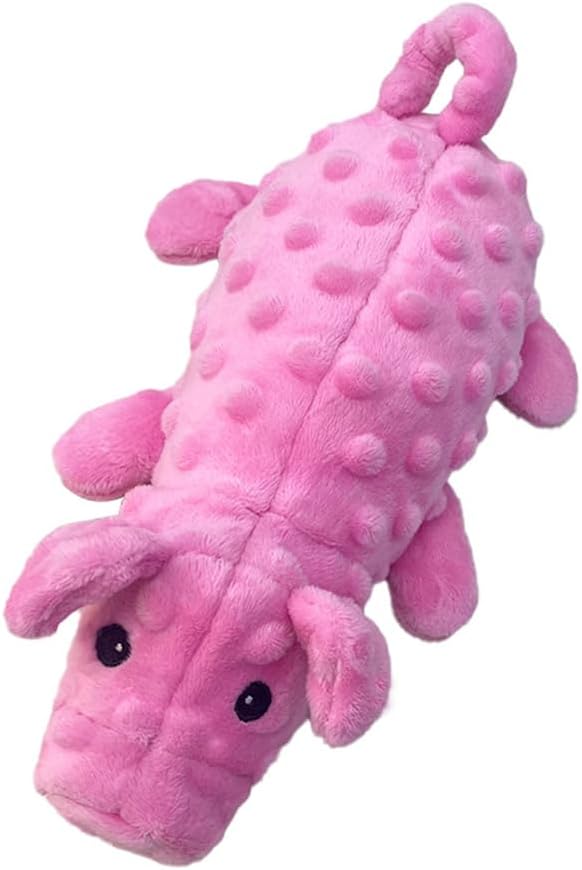 Squeaky Dog Toys Plush Dog Toy with Crinkle Paper Stuffed Durable Dog Chew Toys for Small Middle and Large Dogs Pig Pink