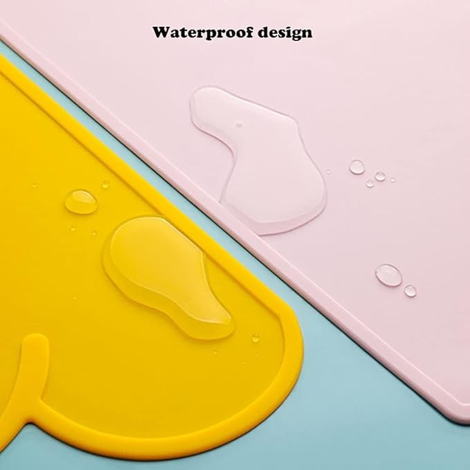 Love Dream Silicone Pet Feeding Food Mat with Raised Edge, Anti-Slip Waterproof Pet Bowl Mat Placemat for Dog and Cat (Pink)