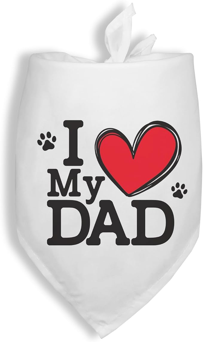 I Love My Dad Father's Day Dogs Bandana Funny Cute Dog Bandana Fathers Day Birthday Christmas Photo Prop Pet Scarf Accessories for Pet Dogs Lovers Dog Dad Gifts