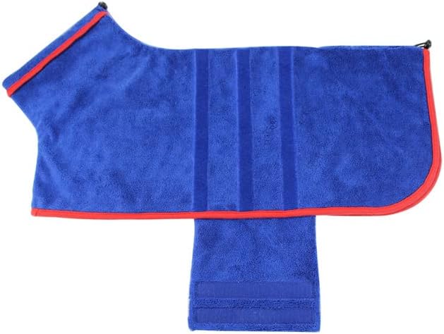 Dog Drying Coat Bathrobe Towel,Microfibre Material Fast Drying Super Absorbent Dog Bath Robe, Pet Quick Drying Moisture Absorbing with Adjustable Collar and Waist