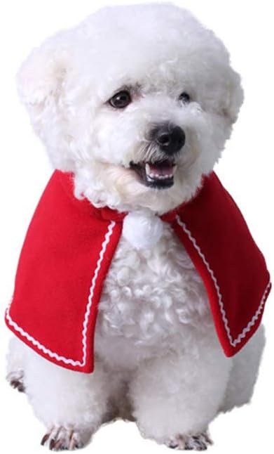 Amosfun Dog Cloak Christmas Pet Costumes Red Polar Fleece Cat Cape Halloween Costume Pet Apparel Size S (Red)
