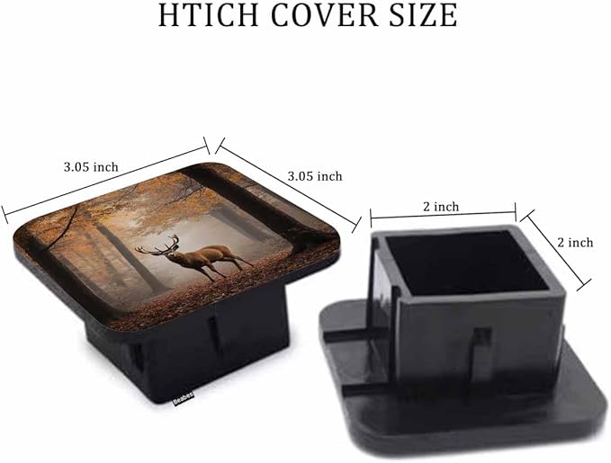 Deer Hitch Covers 2 Inch Foggy Autumn Maple Forest Wildlife Deer Trailer Hitch Cover Tube Plug Insert, Car Exterior Accessories, Receiver Tube Hitch Cover for Trucks