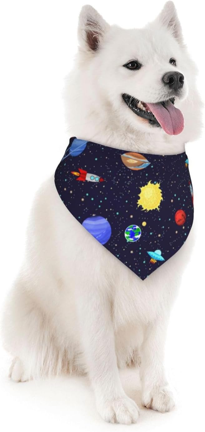 Planet Dog Bandana Scarf Triangle Bibs Pet Accessories Cat Kerchief White17 One Size