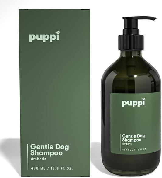 PUPPI Gentle Dog Shampoo (Amberis) | 15.5 fl oz. / 460 ml | Sulfate-Free Dog Wash | Enriched with Aloe Vera and Cucumber Extract | Hypoallergenic Dog Shampoo Sensitive Skin