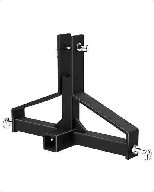 3 Point 2" Trailer Hitch Receiver Heavy-Duty for Category 1 Tractors Compatible with Kubota, BX, LM25H, WLM Tractor, NorTrac, Yanmar, Kioti, Cat (3 Point 2"-Black)