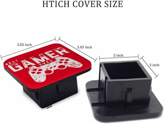 Trailer Hitch Covers Game Pad, Best Gamer Ever Quote Video Games Geek Anti-Loss Hitch Cover Fits 2" Hitch Receivers for Trucks, Tough Receiver Tube Hitch Cover Plug for Cars, Red