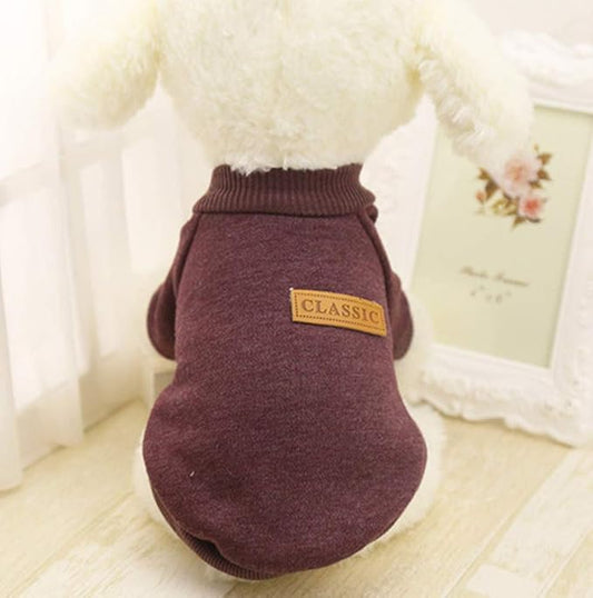 Idepet Pet Dog Classic Knitwear Sweater Soft Fleece Dog Coat Soft Thickening Warm Pup Dogs Shirt Winter Pet Dog Cat Clothes Puppy Customes Clothing for Small Dogs (S, Brown)