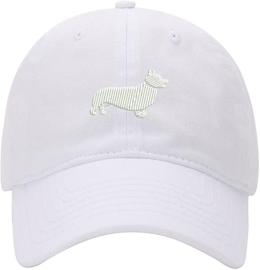 Baseball Cap Men Corgi Dog Embroidered Washed Cotton Dog Hat Baseball Caps