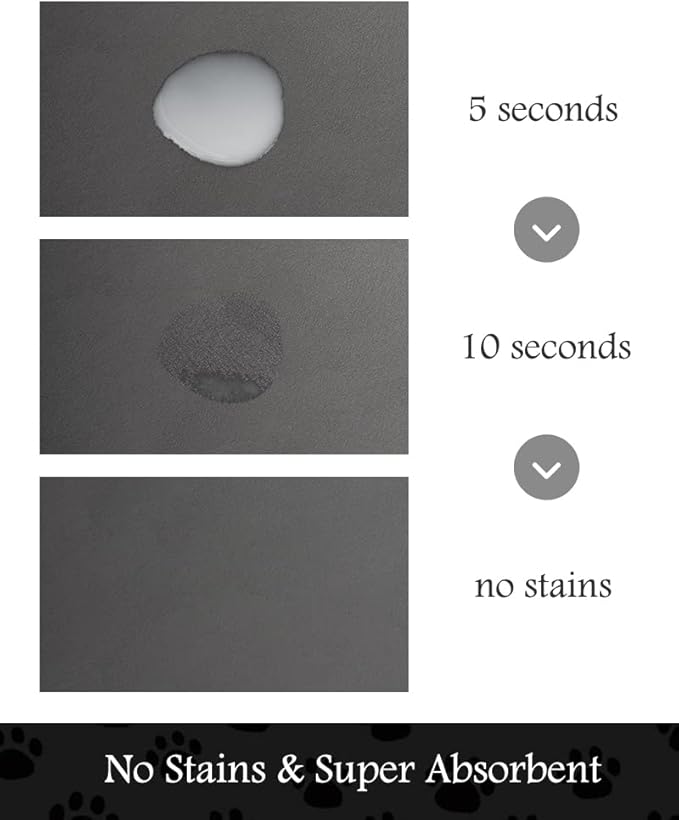 Pet Feeding Mat-Absorbent Dog Mat for Food and Water Bowl-No Stains Quick Dry Water Dispenser Mat-Dog Accessories Pet Supplies-Bowl for Messy Drinkers（Darkgrey,23"x34"