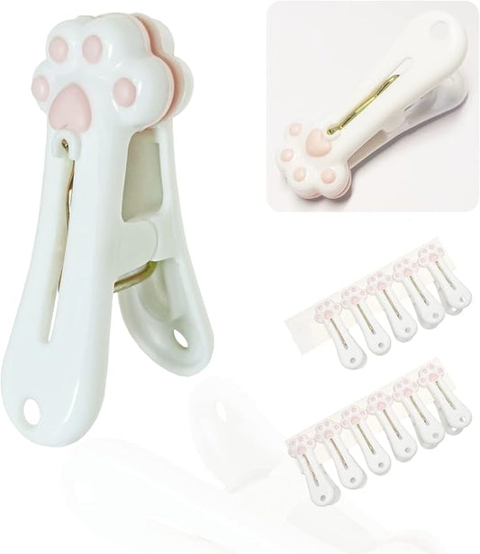 Plastic Clothespins Laundry Clothes Pins-12 Pack, Traceless Clothes Pegs, Bag Clips, Food Package Clip, with Cute Cat Claw Pattern