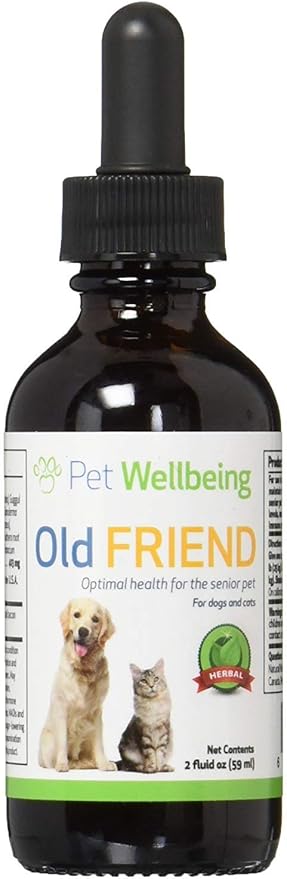 Pet Wellbeing Old Friend for Senior Dogs - Supports Immune System Health, Joint Mobility, Healthy Energy Levels, Alfalfa, Reishi - Veterinarian-Formulated Herbal Supplement 2 oz (59 ml)