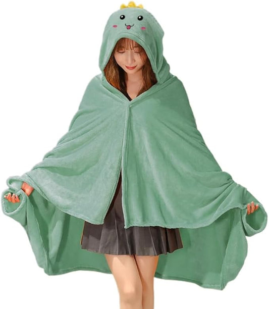 Cute Wearable Blanket Soft Cape for Adult Women Men Warm Cozy Hoodie Cute Animal Bear Cat Bunny Carpet Home