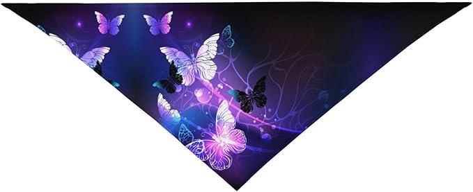 Glowing Night Butterflies Dog Bandana Scarf Triangle Bibs Pet Accessories Cat Kerchief White25 One Size