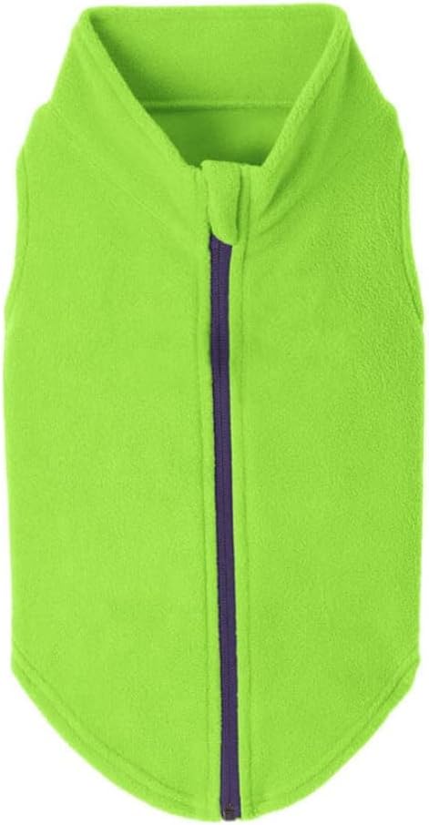 Gooby Zip Up Fleece Dog Sweater - Lime, 2X-Large - Warm Pullover Fleece Step-in Dog Jacket with Dual D Ring Leash for Small to Medium Dogs