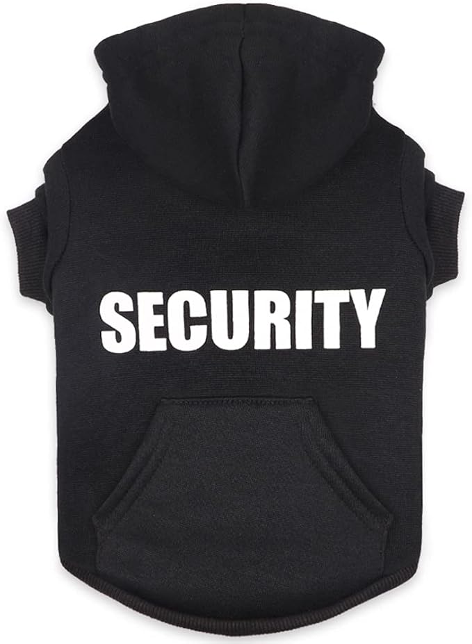 Dog Hoodie Security Dog Sweater Soft Brushed Fleece Clothes Hoodie Sweatshirt with Pocket Sweaters for Medium Dogs(M)