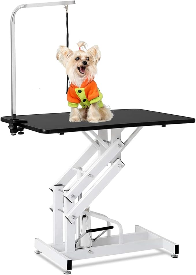 Hydraulic Dog Grooming Table, Heavy Duty Grooming Table for Small/Medium Dogs at Home, Pet Grooming Table with Adjustable Arm and Noose, Range 21-36 Inch, 43 Inch
