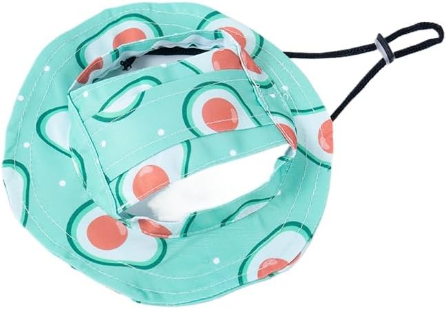 Dog Cat Sunshade Anti-strangle Hat Exposed Ears Adjustable Rope Buckle Bucket Hat Pet Supplies (M,Avocado)