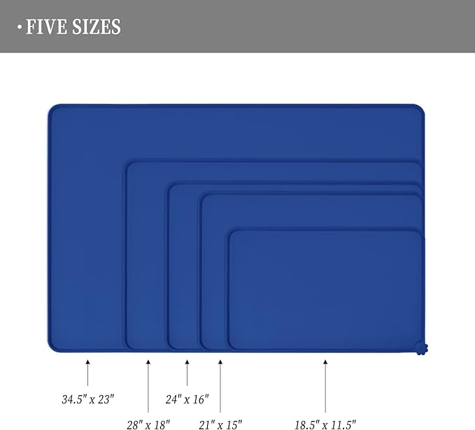 Waterproof Pet Feeding Mat with High Raised Edges, Heavier and Thicker Placemats for Cat Dog Water Bowl with BPA Free, Dogs Cats Food Mats for Messy Drinkers to Prevent Spill and Protect Floors