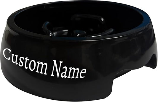 Personalized Slow Feeder Bowl for Dogs & Cats - Custom Name, Non-Slip Bottom, Easy to Clean, Puzzle Food Dish for Puppy & Kitten, Small & Medium Pet Bowls & Plates（Round）