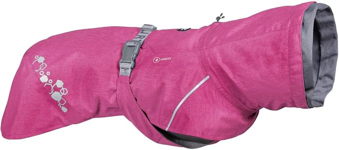 Hurtta Monsoon Coat II ECO, Wet Weather Dog Raincoat Coat, Ruby, 31 in