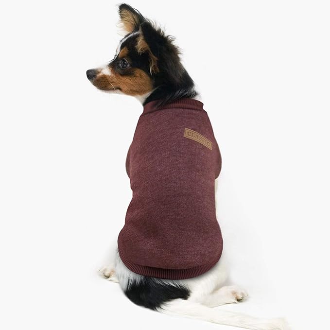Idepet Pet Dog Classic Knitwear Sweater Fleece Coat Soft Thickening Warm Pup Dogs Shirt Winter Pet Dog Cat Clothes Puppy Customes Clothing for Small Dogs(XXL,Brown)
