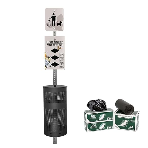 ZERO WASTE USA - Rust Proof Aluminum Dog Waste Station for Roll Bags - Free 400 Waste Bags & 25 can Liners - Over 500k Sold in USA (Peek A Pup | Matte Black)