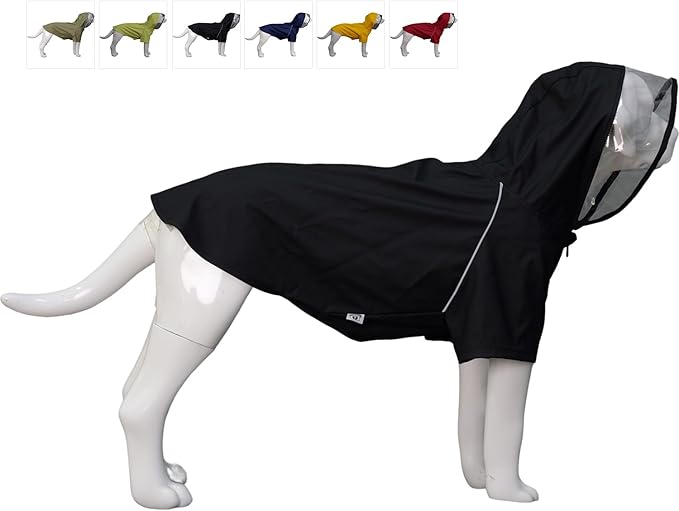 LoveLonglong Premium Waterproof Dog Raincoat with Reflective Safety Features Pet Raincoats for Large Medium Small Dogs Black 4XL