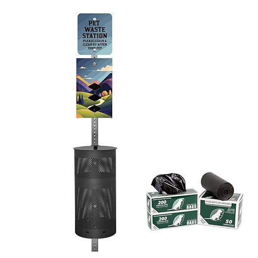 ZERO WASTE USA - Rust Proof Aluminum Dog Waste Station for Roll Bags - Free 400 Waste Bags & 25 can Liners - Over 500k Sold in USA (Countryside | Matte Black)