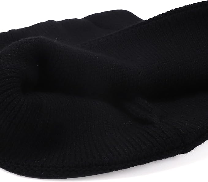 Cat Ear Beanie for Women Girls, Autumn Winter Knit Cuff Beanie Hip Hop Beanie Hat Cat Crochet Ski Cap