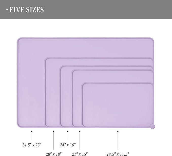 Waterproof Pet Feeding Mat with High Raised Edges, Heavier and Thicker Placemats for Cat Dog Water Bowl with BPA Free, Dogs Cats Food Mats for Messy Drinkers to Prevent Spill and Protect Floors