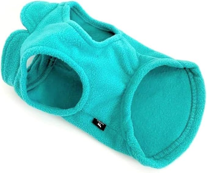 JACKO & CO - Fleece Vest Dog Sweater with Leash Ring - Soft, Warm & Lightweight Pullover Coat for Small & Medium Dogs, Puppies & Cats - Cozy Fall/Winter/Spring Pet Jacket (Turquoise, XXL 25-35lbs)
