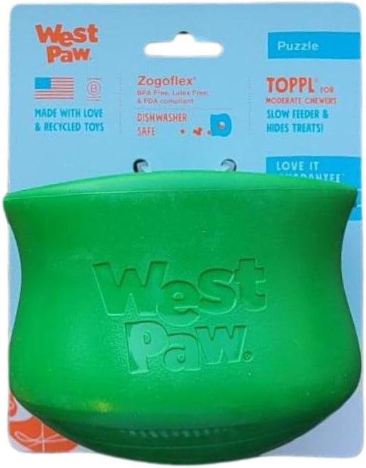 WEST PAW Toppl Durable Dog Treat Puzzle Toy for Large Dogs- Engaging Interactive Chew Toy for Mental Stimulation, Slow Feeding- One and Quarter Cup Capacity - Clover Green, XL