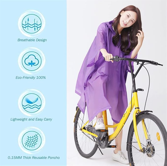 Rain Poncho Raincoats for Adults Reusable - 2-5 Pack EVA Waterproof Rain Coat with Hood, Rain Gear for Women Men