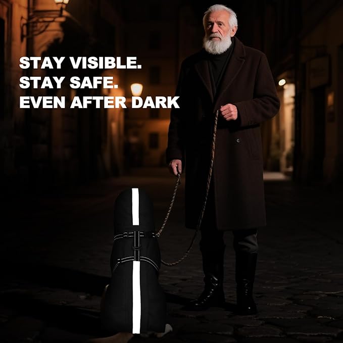 Dog Raincoat for Medium Dogs, Dog Rain Jacket with Adjustable Built-in Harness & Back Zipper, Reflective Strip, Removable Hood, for Rainy Walks, Muddy Roads or After-Bath Outings - Black M