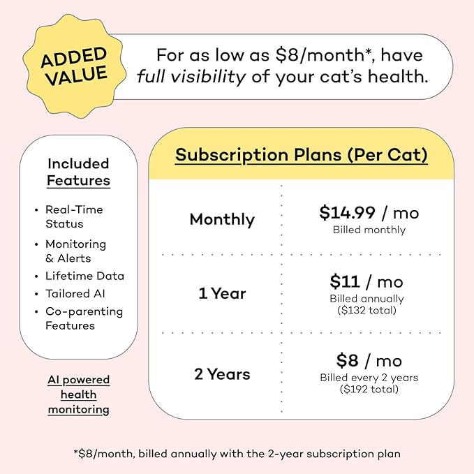 Health Tracker for Cats - Smart Cat Collar with Safety Breakaway Buckle for Indoor Cats, Wellness Alerts, Real-time Monitoring (Kimono (Sakura),L)