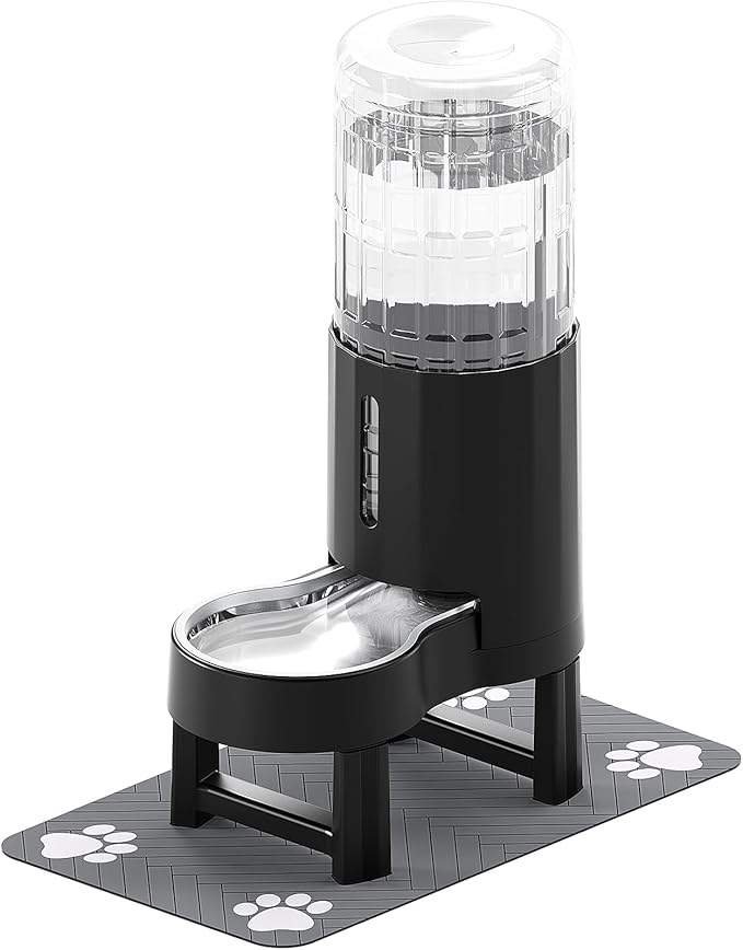 CZPET Elevated Dog Water Bowl Dispenser with Mat for Large Dogs,Tall Raised Pet Waterer Stand,Relieve Neck Pressure,Large Capacity and Drinking Area Noise-Free for Pets (9L+Stand+Mat)