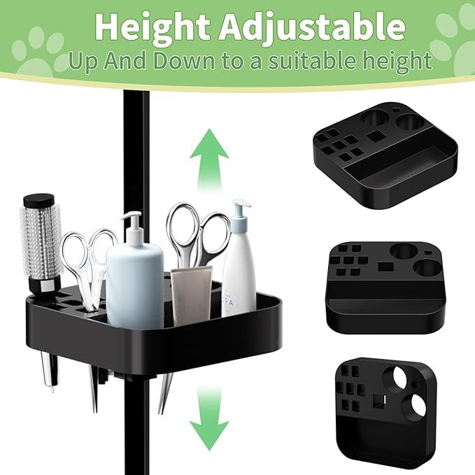 VFK 36''/47''Large Dog Grooming Table, Foldable Pet Station at Home, Dog Grooming Table,Adjustable Cat Drying Desktop with Arms, Nooses, Mesh Tray (Basic pet Table, 36" Black)