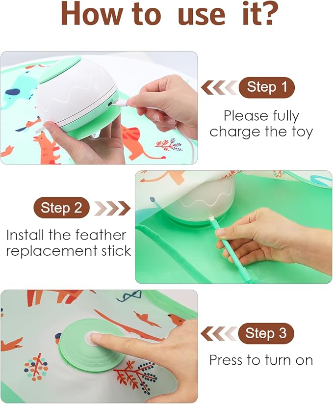 Interactive Cat Toy, Automatic Kitten Cat Toys for Indoor Bored Adult Cats, Rechargeable Cat Toys with Motion Activated, Real Mouse Squeaky, Moving Concealed Feathers, Hide & Seek