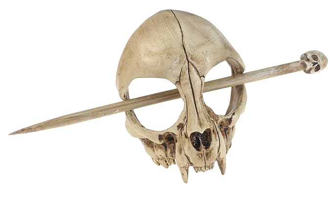Cat Skull Hair Stick, Gothic Feline Skull Resin Bone Hair Slide Barrette for Women, Cat Skull Hair Clip Halloween Cosplay Witchcore Hairpin, Spooky Updo Holder (1 Piece)