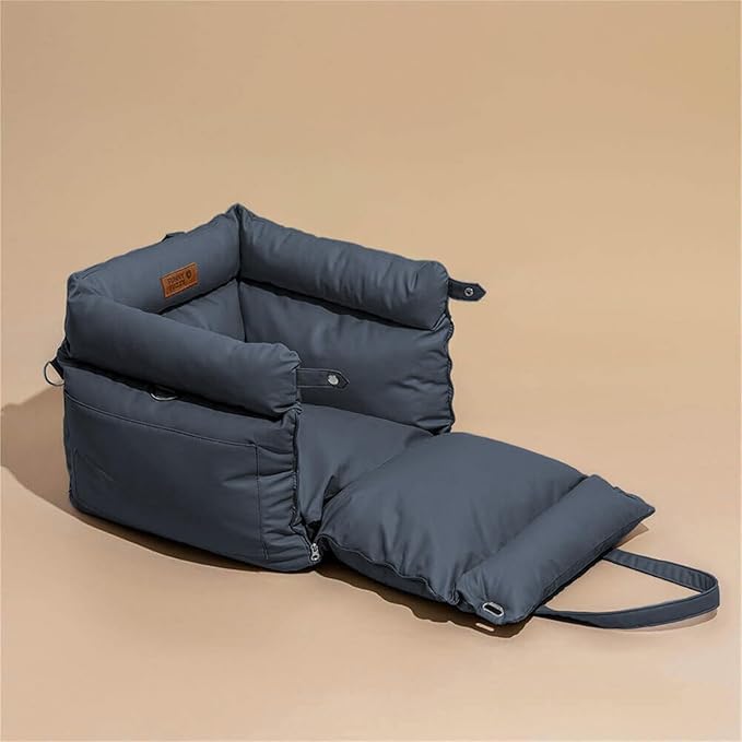 FUNNYFUZZY Dog Car Seat for Medium Sized Dogs, Waterproof 3 in 1 Soft Leather Dog Car Bed for Travel and Home,Portable and Safety,Fits Pets Up to 35 lbs(Blue)