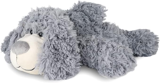 Smiling Gray Puppy Dog Stuffed Animal Plush Toys– Soft Shaggy Plush with Floppy Ears & White Belly, Cuddly Toy for Kids Boys Girls Birthday Nursery Bedtime Easter Gifts, 17.7 inches