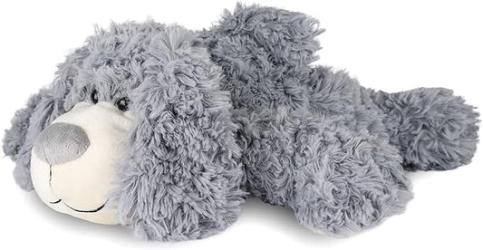 Smiling Gray Puppy Dog Stuffed Animal Plush Toys– Soft Shaggy Plush with Floppy Ears & White Belly, Cuddly Toy for Kids Boys Girls Birthday Nursery Bedtime Easter Gifts, 17.7 inches